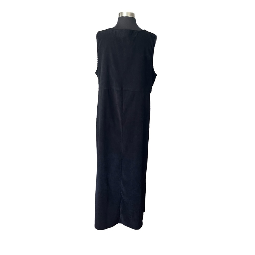 Vintage black velour maxi dress sleeveless L - Picture 3 of 11
